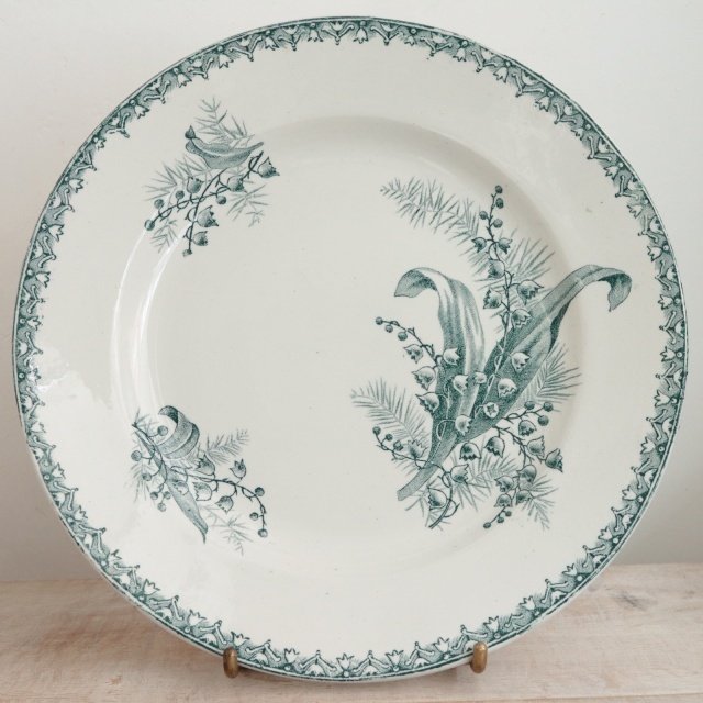 アンティーク プレート スズラン 皿 MUGUET フランス サンタマン製 ST  