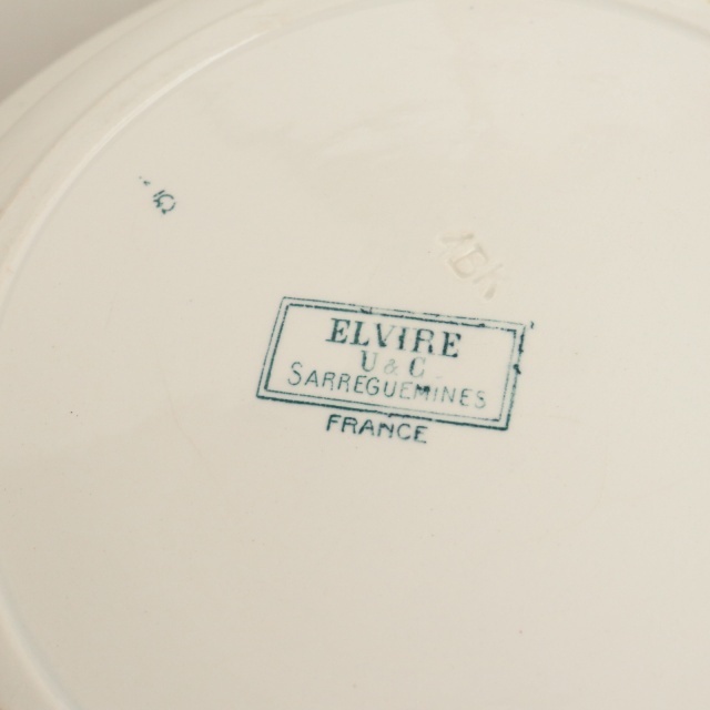 アンティークプレート 大きな深皿  ELVIRE フランス サルグミンヌ製 U&C SARREGUEMINES