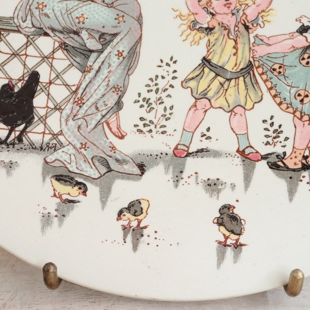 アンティークプレート Les petites filles et les bulles de savon フランス サルグミンヌ製 U&C SARREGUEMINES