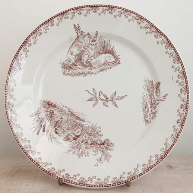 アンティークプレート 皿 CHASSE フランス ペクソンヌ製 PEXONNE Fenal Freres