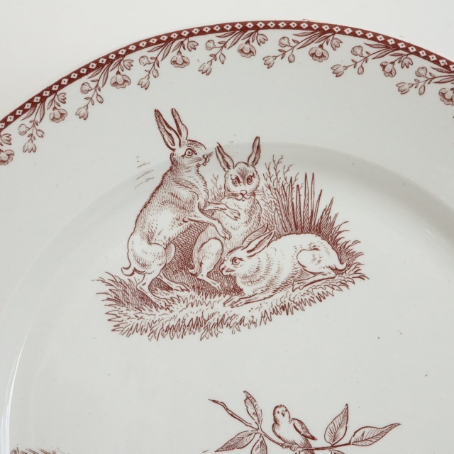 アンティークプレート 皿 CHASSE フランス ペクソンヌ製 PEXONNE Fenal Freres