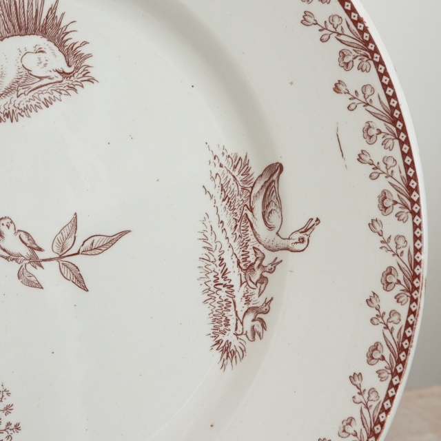 アンティークプレート 皿 CHASSE フランス ペクソンヌ製 PEXONNE Fenal Freres