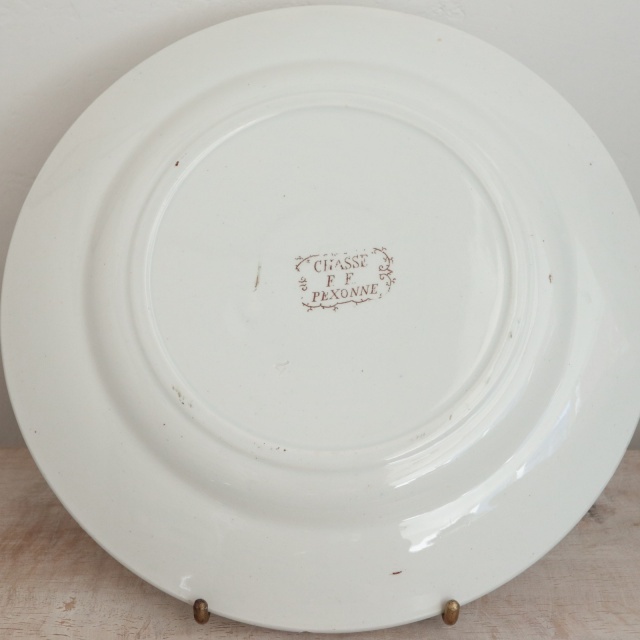 アンティークプレート 皿 CHASSE フランス ペクソンヌ製 PEXONNE Fenal Freres