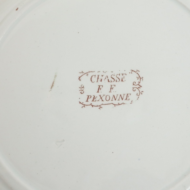 アンティークプレート 皿 CHASSE フランス ペクソンヌ製 PEXONNE Fenal Freres