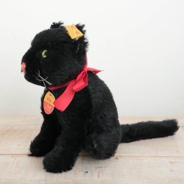 ビンテージ シュタイフ 黒ネコ Steiff Kitty Cat 12cm