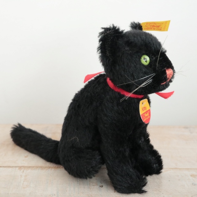ビンテージ シュタイフ 黒ネコ Steiff Kitty Cat 12cm