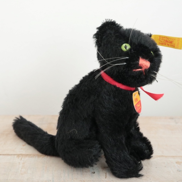 ビンテージ シュタイフ 黒ネコ Steiff Kitty Cat 12cm