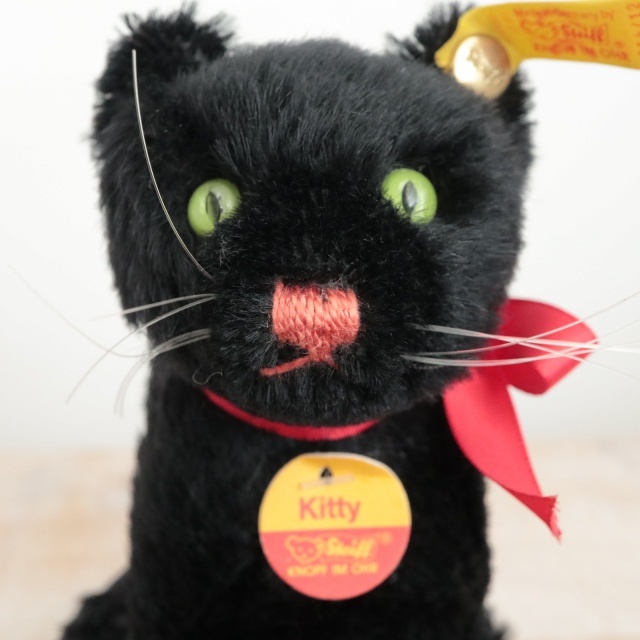 ビンテージ シュタイフ 黒ネコ Steiff Kitty Cat 12cm