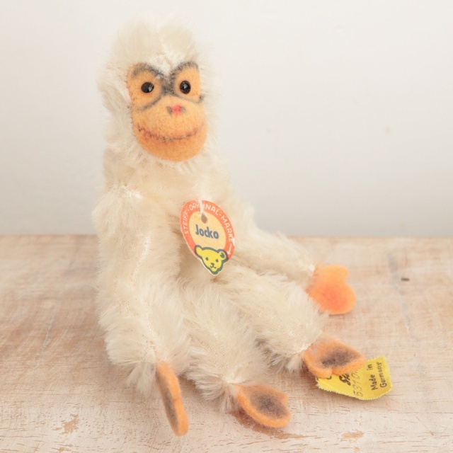 アンティーク シュタイフ チンパンジー 白 Steiff Jocko 10cm