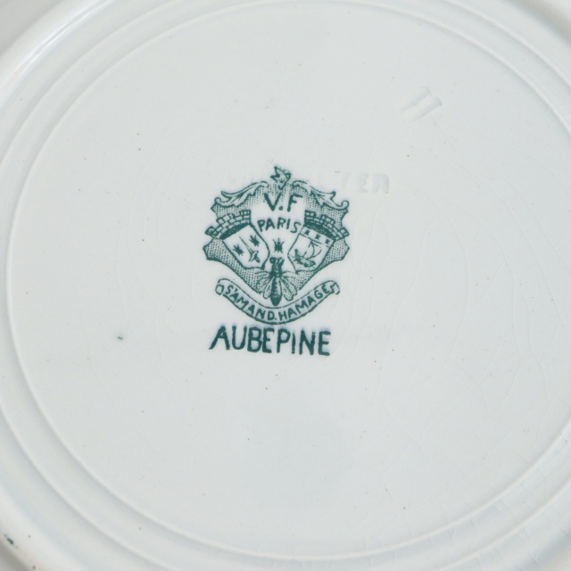アンティーク プレート 小鳥 深皿 AUBEPINE フランス サンタマン製 SAINT AMAND HAMAG