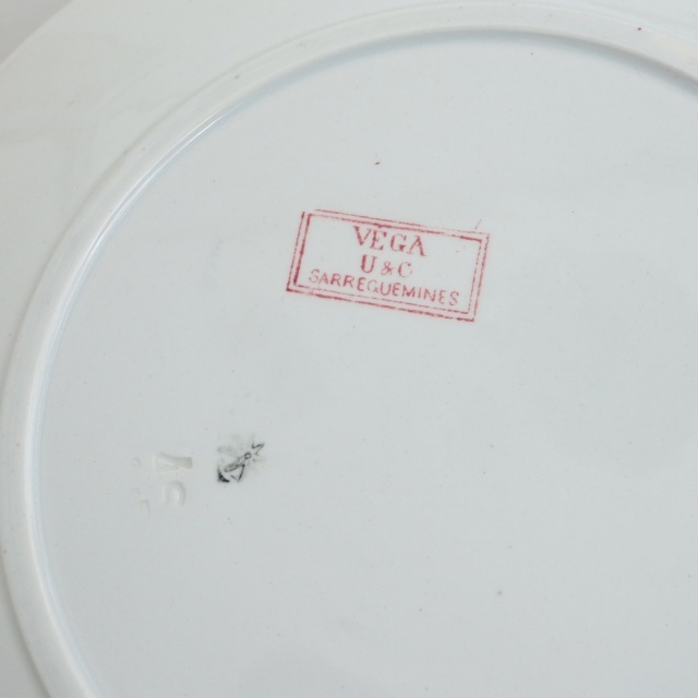 アンティークプレート 皿 VEGA フランス サルグミンヌ製 U&C SARREGUEMINES
