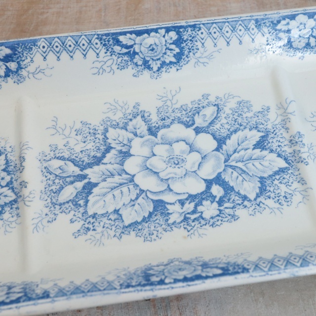 アンティーク プレート 長角皿 JARDINIERE フランス サンタマン製 SAINT AMAND HAMAGE
