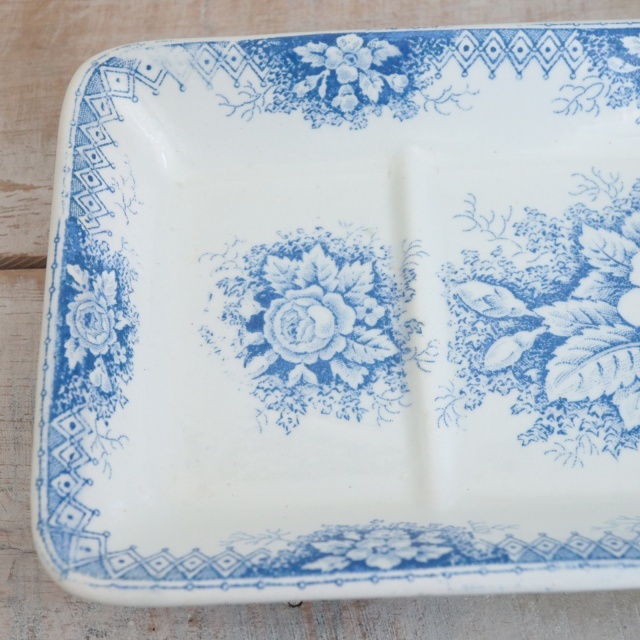 アンティーク プレート 長角皿 JARDINIERE フランス サンタマン製 SAINT AMAND HAMAGE