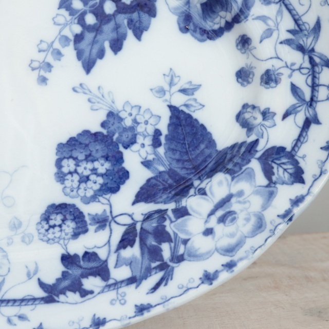 アンティークプレート オーバル皿 スズラン FLORA MUGUET フランス クレイユモントロー製 Creil Montereau