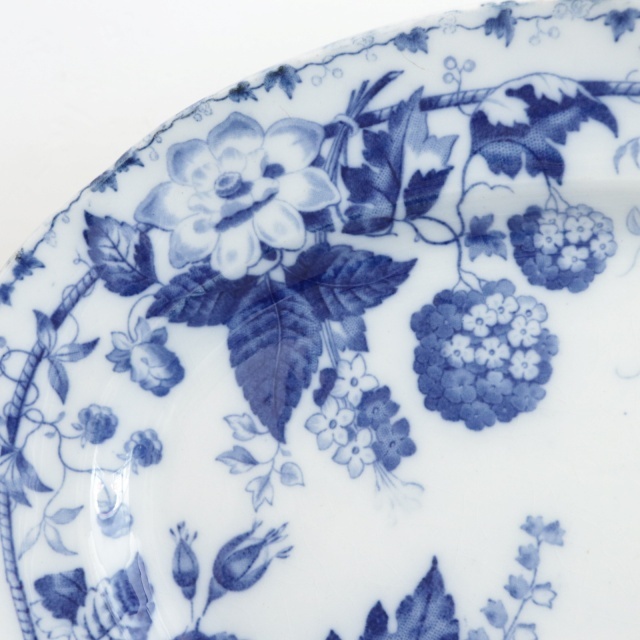 アンティークプレート オーバル皿 スズラン FLORA MUGUET フランス クレイユモントロー製 Creil Montereau