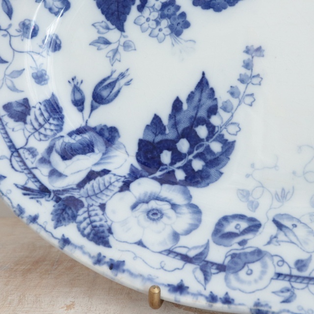 アンティークプレート オーバル皿 スズラン FLORA MUGUET フランス クレイユモントロー製 Creil Montereau