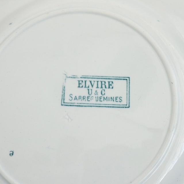 アンティークプレート デザート皿 ELVIRE フランス サルグミンヌ製 U&C SARREGUEMINES