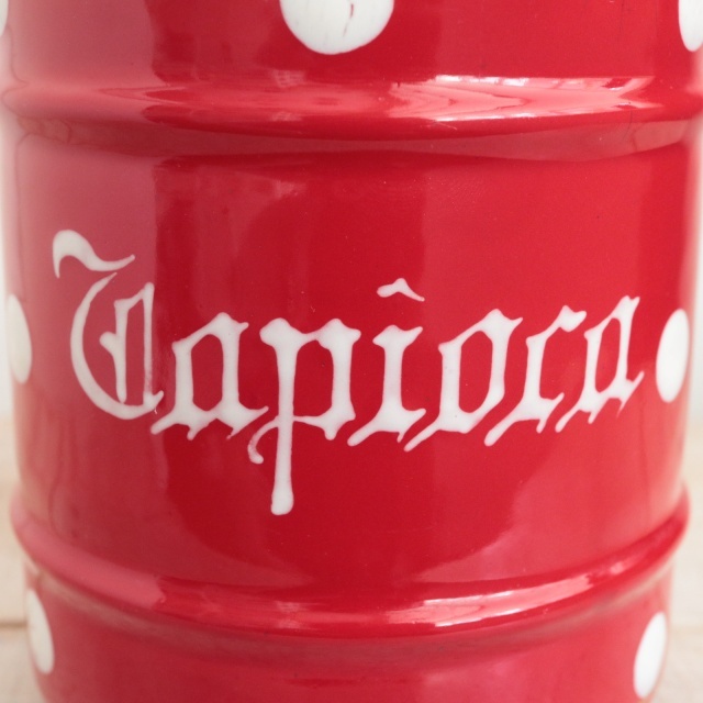 アンティーク 水玉 ホウロウキャニスター Tapioca