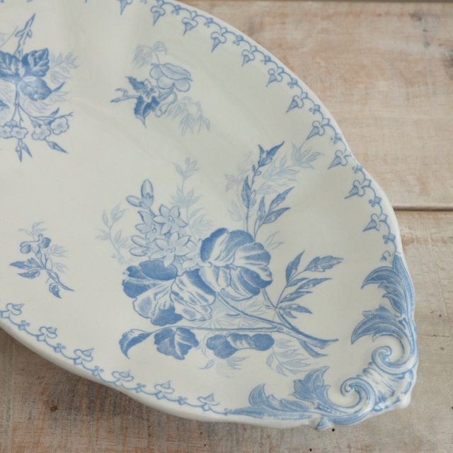 アンティーク ラヴィエ オーバル皿 FLORE フランス サルグミンヌ製 U&C SARREGUEMINES