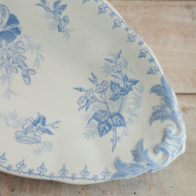 アンティーク ラヴィエ オーバル皿 FLORE フランス サルグミンヌ製 U&C SARREGUEMINES