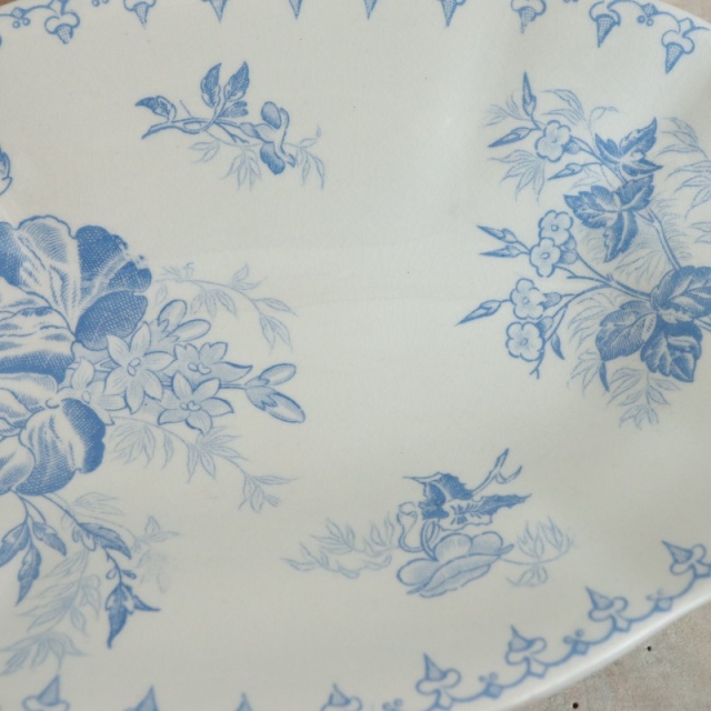 アンティーク ラヴィエ オーバル皿 FLORE フランス サルグミンヌ製 U&C SARREGUEMINES