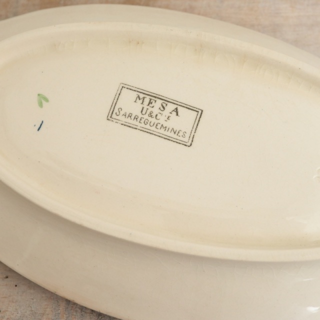アンティーク ラヴィエ オーバル皿 MESA フランス サルグミンヌ製 U&C SARREGUEMINES