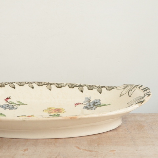 アンティーク ラヴィエ オーバル皿 MESA フランス サルグミンヌ製 U&C SARREGUEMINES