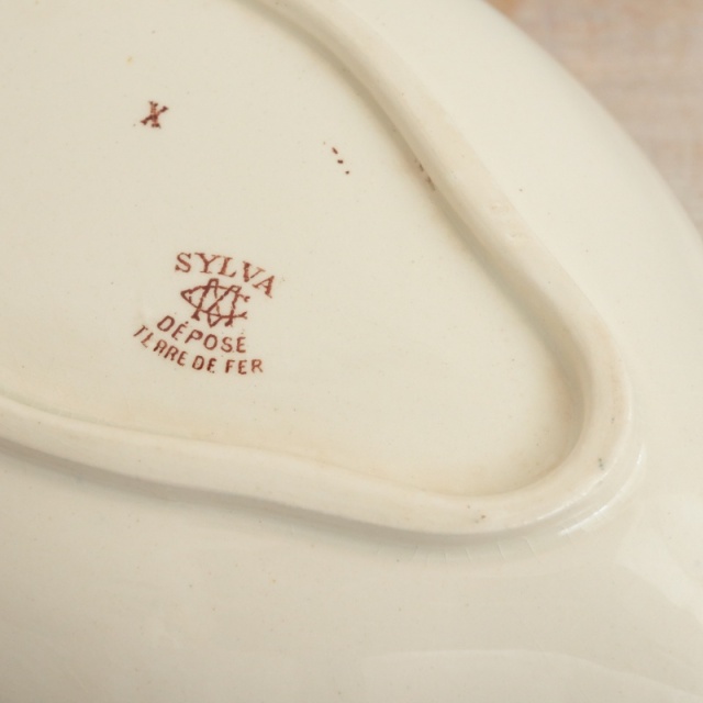 アンティーク ラヴィエ オーバル皿 フランス クレイユモントロー製