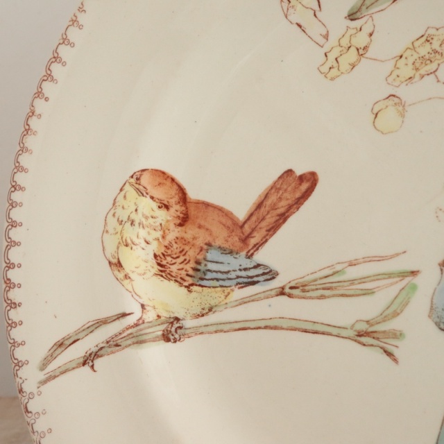 アンティーク プレート 小鳥 皿 フランス ロンウィー製 LONGWY