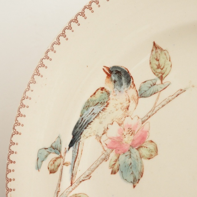 アンティーク プレート 小鳥 皿 フランス ロンウィー製 LONGWY