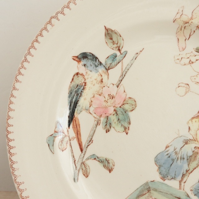 アンティーク プレート 小鳥 皿 フランス ロンウィー製 LONGWY