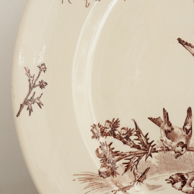 アンティーク プレート 大皿 CHARDONNERET フランス クレイユモントロー製 Creil Montereau