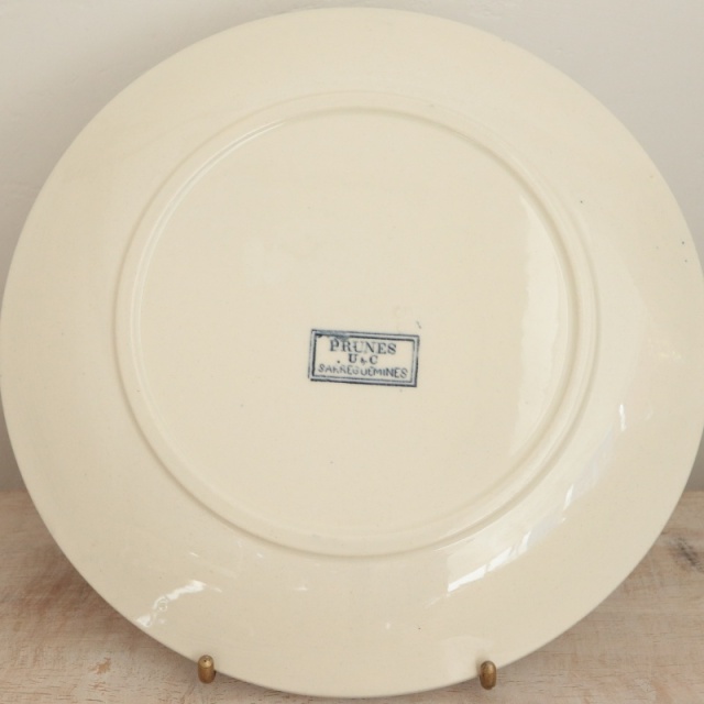 アンティークプレート PRUNES デザート皿 フランス サルグミンヌ製 U&C SARREGUEMINES