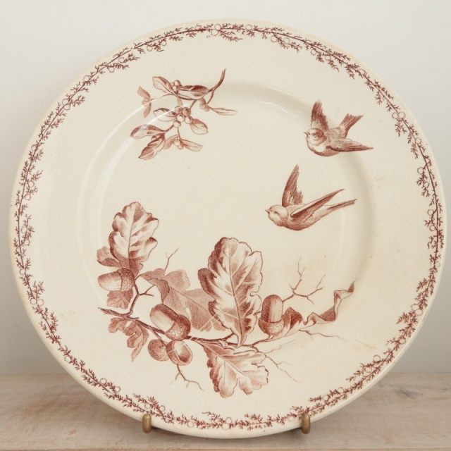 アンティーク コンポティエ 小鳥  SYLVA フランス クレイユモントロー製 Creil Montereau