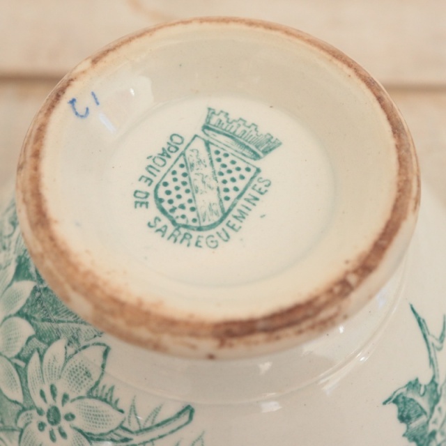 アンティーク プチ カフェオレボウル フランス サルグミンヌ製 OPAQUE DE SARREGUEMINES