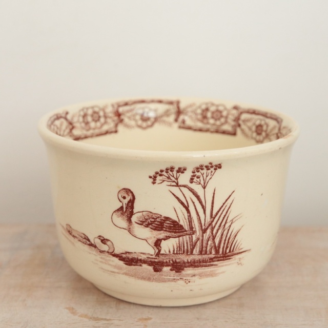 アンティークボウル 約31cm【フランス製】 アンティークボウル フランス 鳥 GIEN 【Antiques Truffle 京都