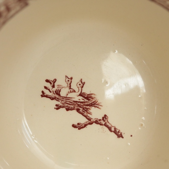 アンティーク ボウル リスと鳥 小鉢 フランス リュネヴィル製 KG