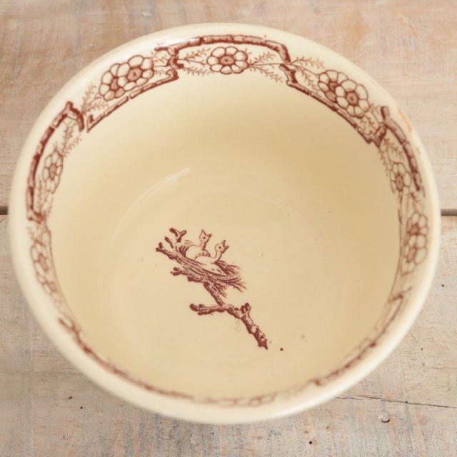 アンティークボウル 約31cm【フランス製】 アンティークボウル フランス 鳥 GIEN 【Antiques Truffle 京都