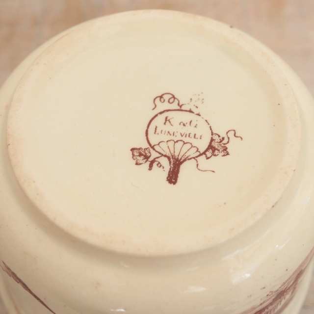 インドネシア　アンティークボウル　25cm アンティーク ボウル リスと鳥 小鉢 フランス リュネヴィル製 KG Luneville