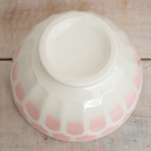 アンティーク カフェオレボウル ピンク ウロコ Moulin des Loups製
