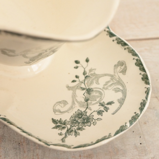 フランスアンティーク　ロンウィー　ソーシエール アンティーク ソーシエール REJANE フランス ロンウィー製 LONGWY