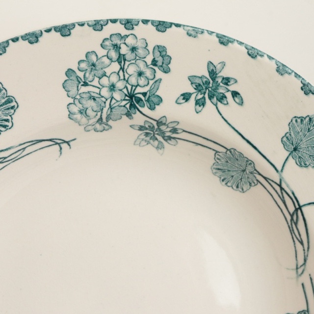 アンティークプレート ゼラニウム 深皿 GERANIUM フランス サルグミンヌ製 U&C SARREGUEMINES