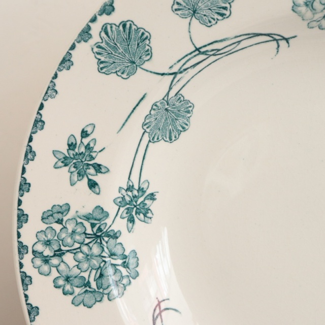アンティークプレート ゼラニウム 深皿 GERANIUM フランス サルグミンヌ製 U&C SARREGUEMINES