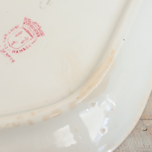 アンティーク ラヴィエ ブールドネージュ オーバル皿 BOULE DE NEIGE フランス サンタマン製 SAINT AMAND HAMAGE