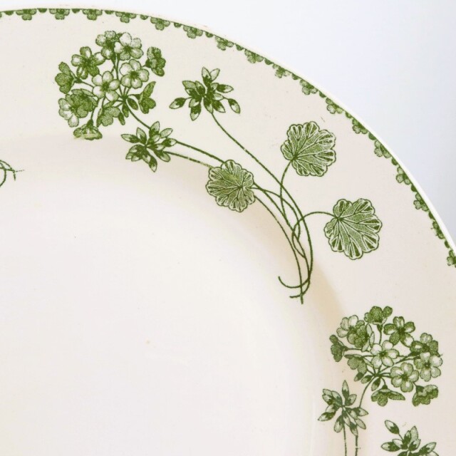 アンティークプレート ゼラニウム 大皿 GERANIUM フランス サルグミンヌ製 U&C SARREGUEMINES