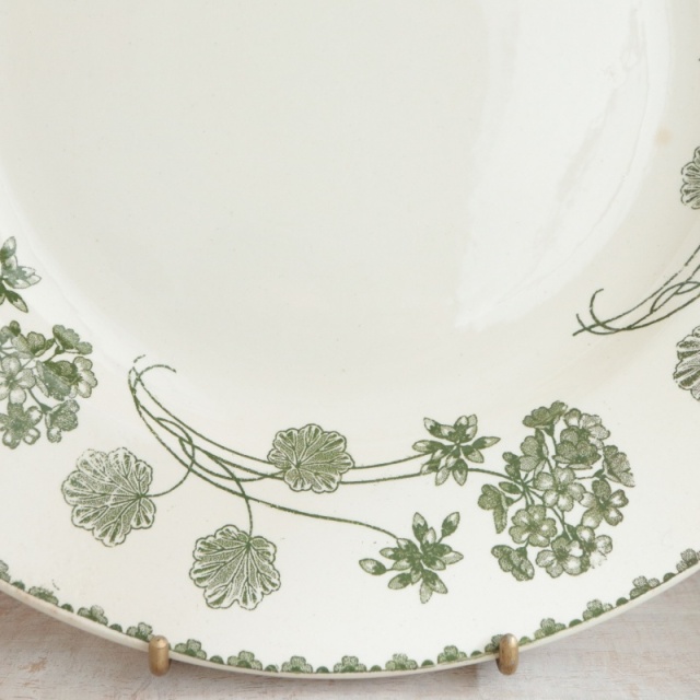 アンティークプレート ゼラニウム 大皿 GERANIUM フランス サルグミンヌ製 U&C SARREGUEMINES