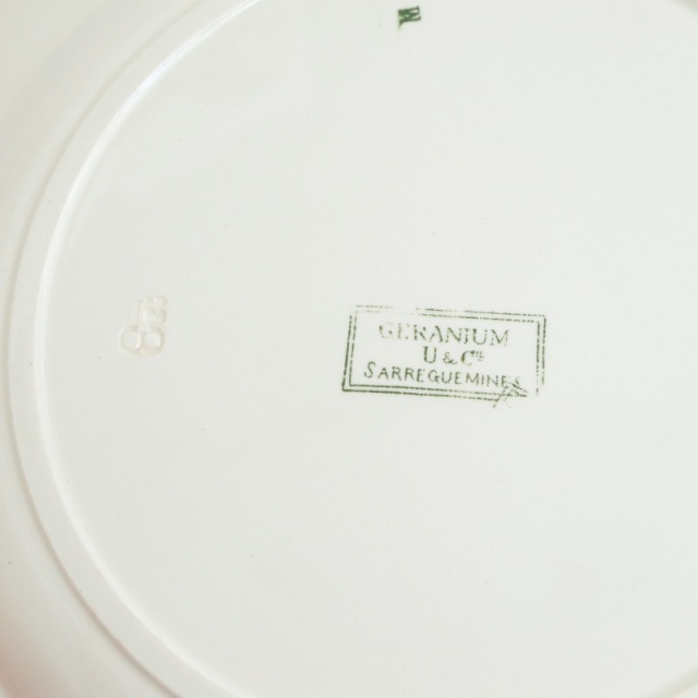 アンティークプレート ゼラニウム 大皿 GERANIUM フランス サルグミンヌ製 U&C SARREGUEMINES