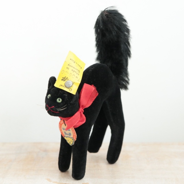 アンティーク シュタイフ 黒猫 Steiff Black Tom Cat 8cm