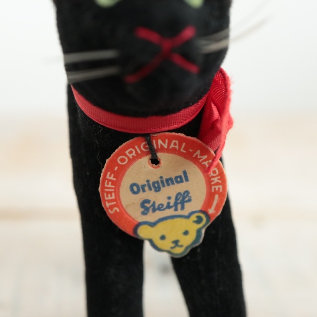 アンティーク シュタイフ 黒猫 Steiff Black Tom Cat 8cm