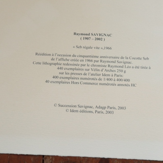 レイモン サヴィニャック セブの圧力鍋 リトグラフ ポスター SEB SAVIGNAC